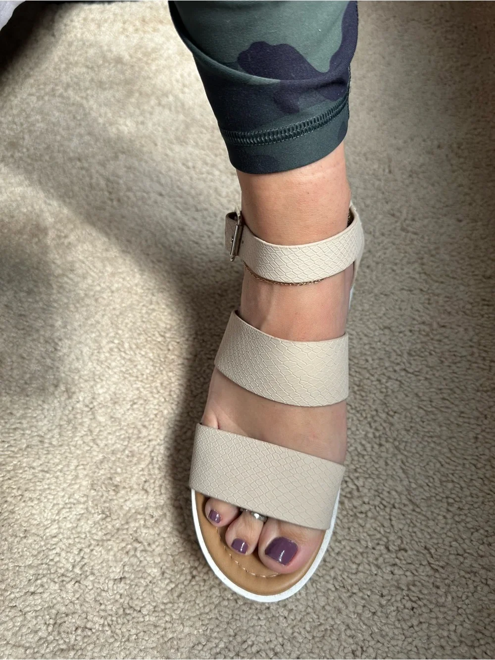 Women’s Beige Chunky Strap Sandals